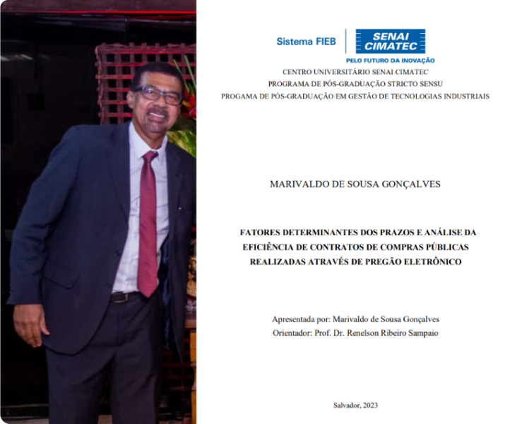 Defendida 1ª tese no âmbito do Programa de Gestão e Tecnologia Industrial – parceria Senai Cimatec e Escola Corporativa