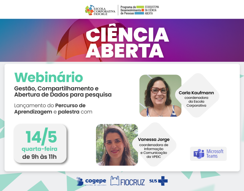 Webinário marcará lançamento do percurso Gestão, Compartilhamento e Abertura de Dados para Pesquisa